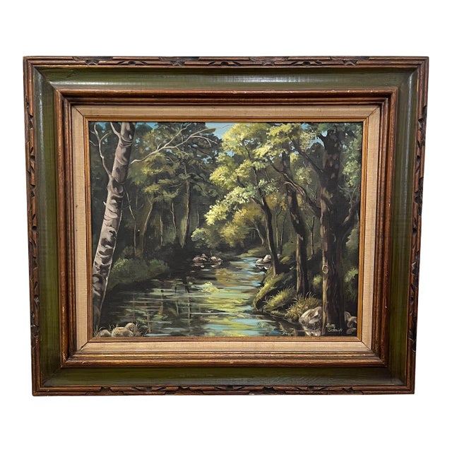 1976 Betty Schmidt Original Oil Painting Titled the Stream For Sale