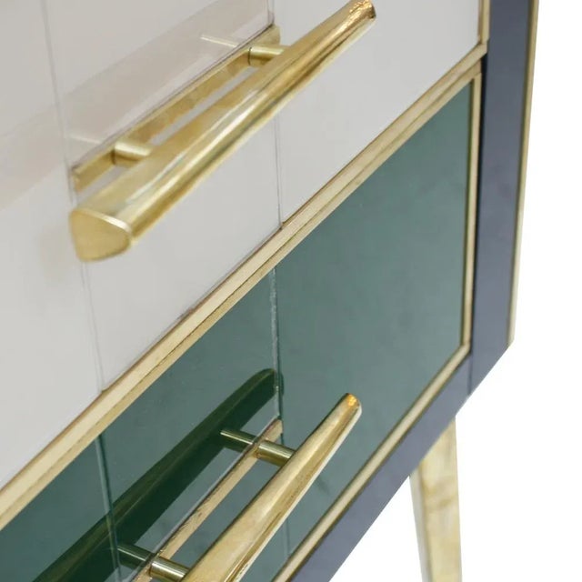 Mid-Century Modern Solid Wood and Colored Glass Sideboard, Italy For Sale - Image 6 of 7