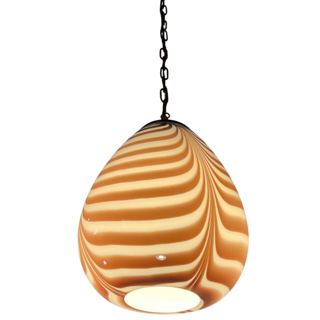 Vintage Murano Mauve Zebra Striped Art Glass Pendant Light For Sale - Image 17 of 18