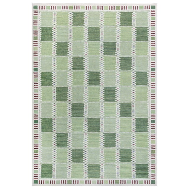 Contemporary Flatweave Geometric Ivory Hand-Knotted Rug by Doris Leslie Blau For Sale