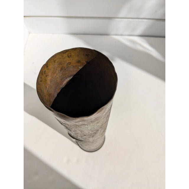 WWII Trench Art Floral Shell Vase – Handcrafted Military Relic Crafted from a decommissioned shell casing, this World War...