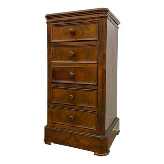 Antique Style Marble Top Bedside Chest With Drop Front Cabinet For Sale