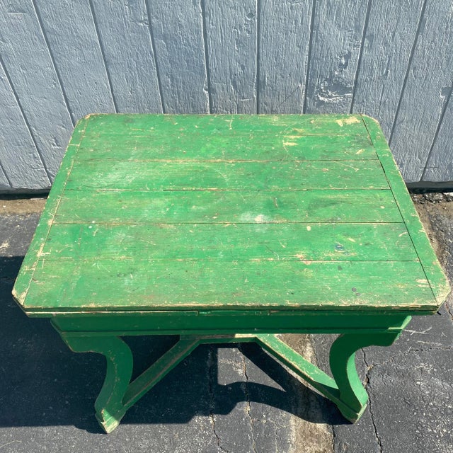 Kelly Green Painted French Farmhouse Extension Dining Table For Sale - Image 9 of 13