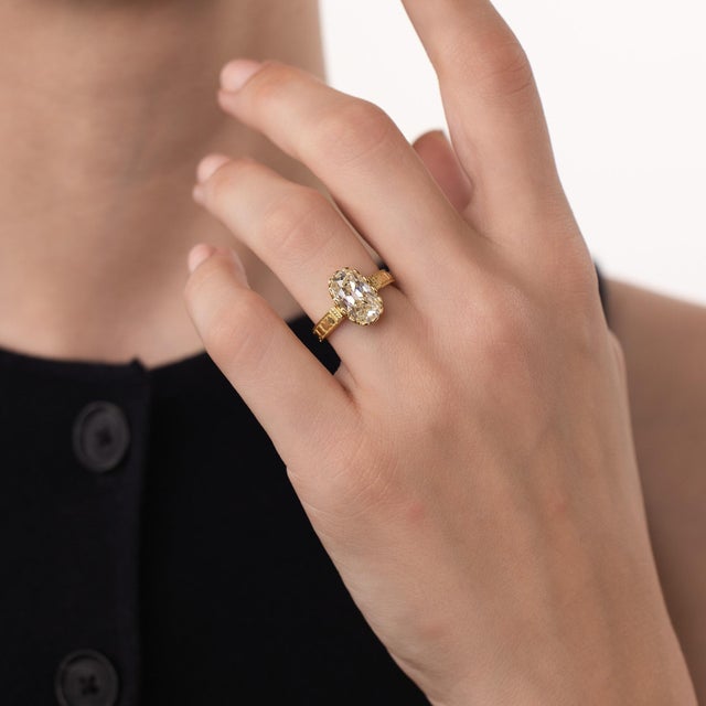 Mid 20th Century Mid 20th Century Gia 3.04 Carat Old Mine Cut Diamond 18k Yellow Gold Engagement Ring, Size 6 For Sale - Image 5 of 6