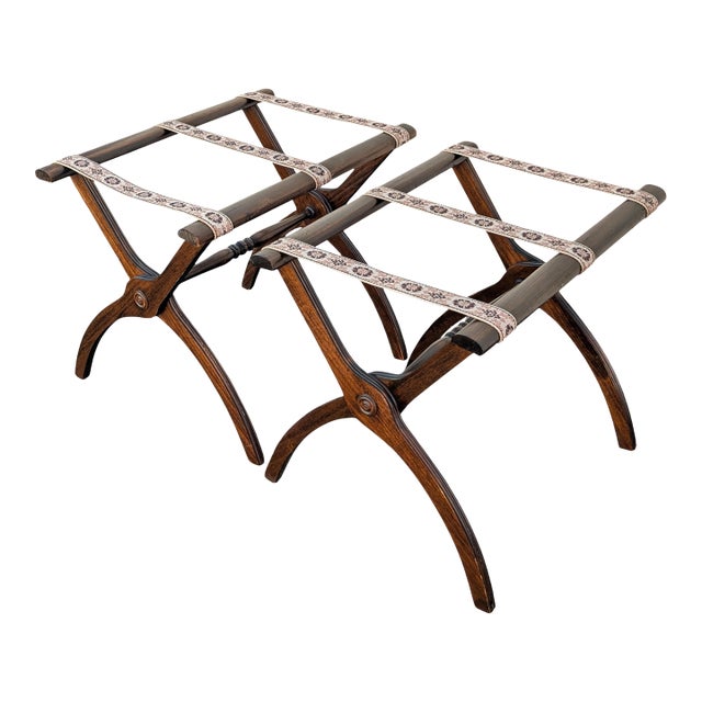Vintage Mid Century Butler Folding Luggage Rack Suitcase Stand - A Pair For Sale