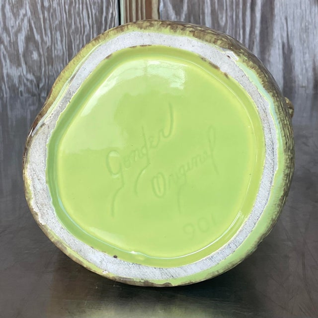 Boho Chic Vintage Boho Signed Glazed Studio Pottery Pitcher For Sale - Image 3 of 5