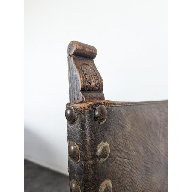 2000 - 2009 Gothic Chairs in Oak and Studded Leather, Set of 8 For Sale - Image 5 of 14