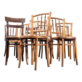 Mixed Bentwood Debrecen Spindle Back Dining Chairs, 1940s, Set of 6 For Sale