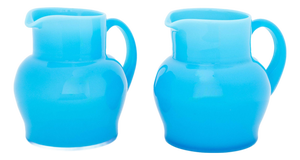 Erik Hoglund Turquoise Blue Glass Water Jugs, Pair