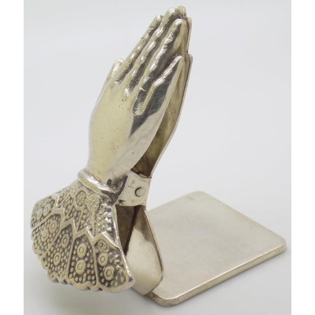 1970s Vintage Italian Handmade Genuine Silver Figural Hand Desk Memo Clip From Florence For Sale - Image 9 of 14