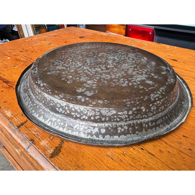 Late 19th Century 19th C. Hammered Copper Centerpiece Platter - Artisan + Highly Detailed For Sale - Image 5 of 11