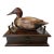 Vintage 1977 Wood Duck Decoy Atop Wood Box With Metal Galley and Drawer For Sale