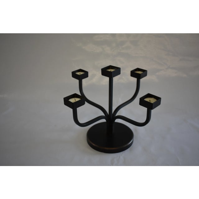Rustic Industrial Tige Bronze 5-Arm Candle Holder For Sale - Image 3 of 3