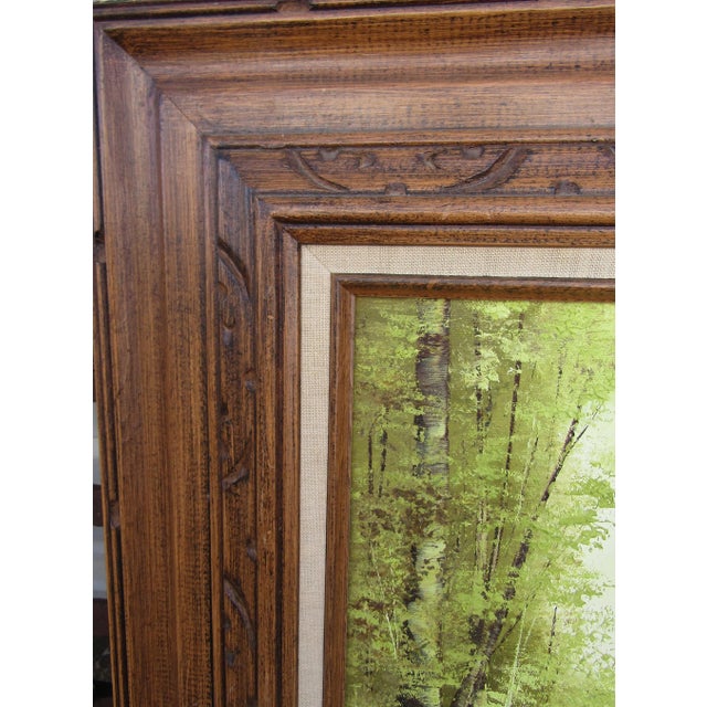 Forest Green Serene Green - Vintage Oil Painting by Jo Ann Wright, Listed Texas Artist - Forest Trees With Water Scene For Sale - Image 8 of 10