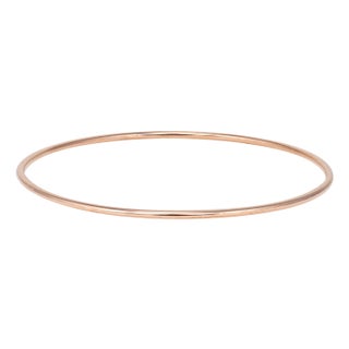 Vintage Portuguese 2mm Bangle Bracelet 19k Rose Gold 8" Estate Fine Jewelry For Sale