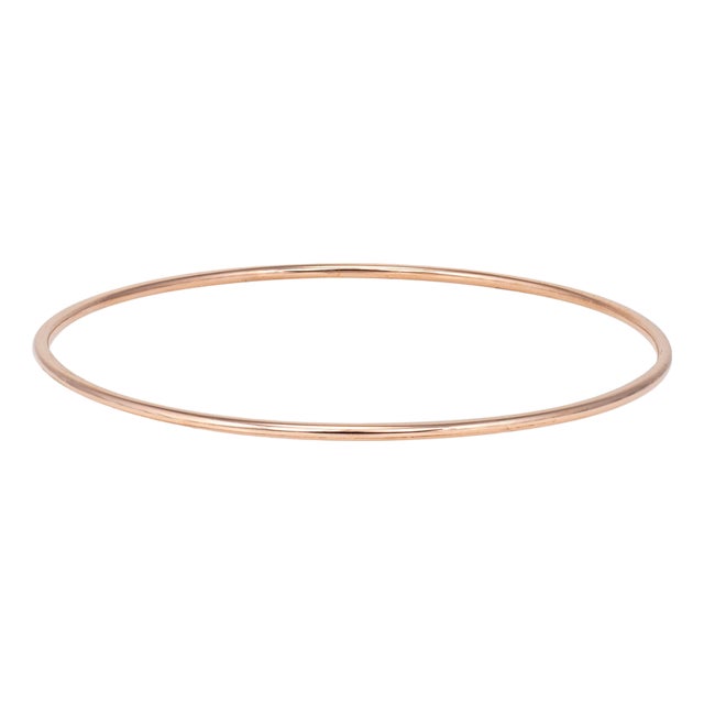 Vintage Portuguese 2mm Bangle Bracelet 19k Rose Gold 8" Estate Fine Jewelry For Sale