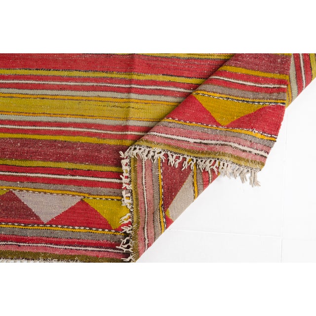 Turkish 1950s Red, Yellow & Grey Wool Rug For Sale - Image 3 of 10