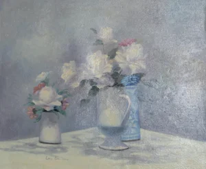 Vase of Flowers 15, Les Bullene Oil on Canvas, Signed Lower Left