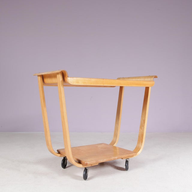 Vintage Dutch PB01 Birch Trolley by Cees Braakman for Pastoe, Netherlands, 1950s For Sale - Image 8 of 10