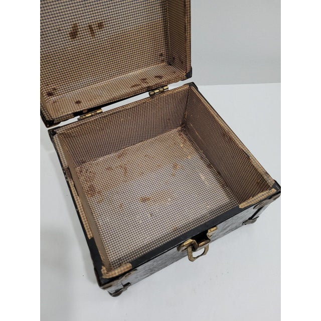 Vintage Small Art Deco Black Metal Storage Box For Sale - Image 4 of 9
