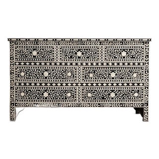 Arabesque Inlay Seven Drawer Dresser by House of Jaipur For Sale