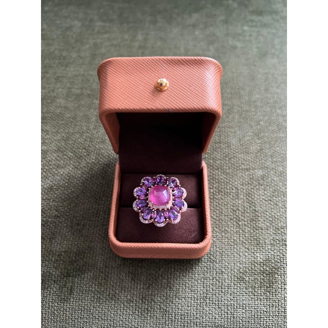 Classic Italian Bochic "Capri" Ruby & Amethyst Ring Set In 18K Gold & Silver For Sale - Image 18 of 18