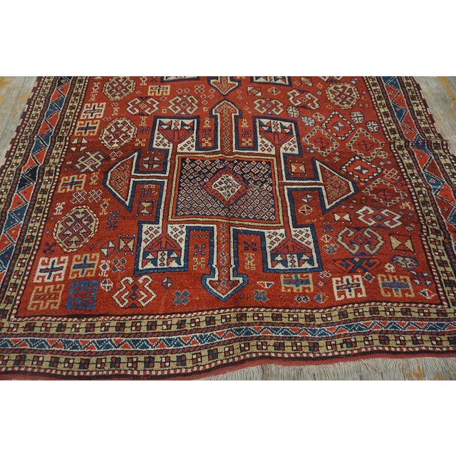 Traditional Charming Old Persian Quchan Kordi Rug With Red Background Color a Geometric Design For Sale - Image 3 of 12