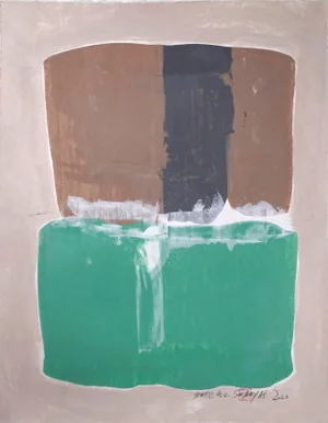 Static 425 Framed Abstract Green/Brown Painting