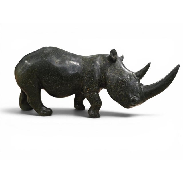 Serpentine Rhinoceros Sculpture by Lamelik, Zimbabwe, 1960s For Sale - Image 3 of 11