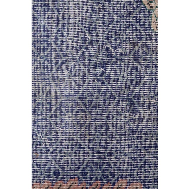 Distressed Blue Turkish Oushak Rug 6'4" X 9' 12" For Sale - Image 4 of 13