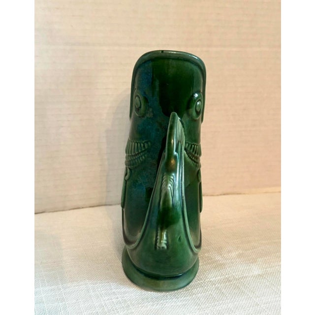 Vintage Shreve, Crump & Low Gurgling Cod Pitcher Green Glazed Ceramic For Sale In Raleigh - Image 6 of 11