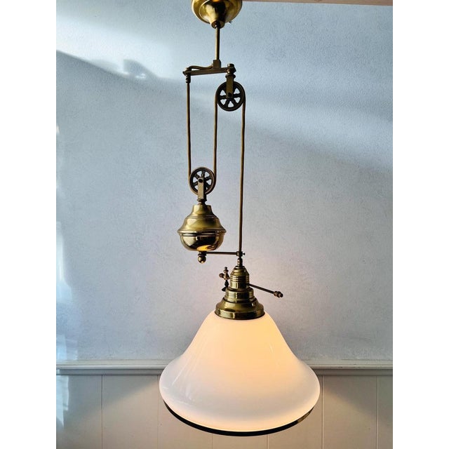 Brass Pull Down Pendant Light For Sale - Image 9 of 11