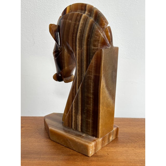 Machine Age Art Deco Onyx Trojan Horse Bookend For Sale - Image 6 of 7