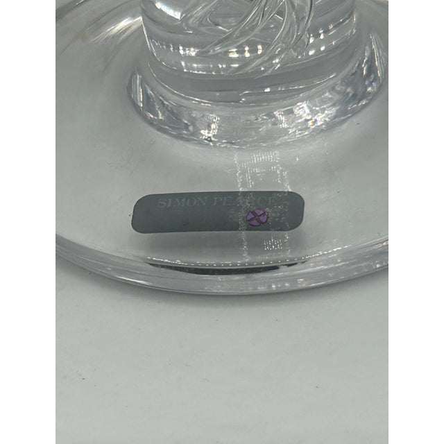 2000 - 2009 Pair of Simon Pearce Stratton Hand-Blown Air Twist Crystal Pillar Candlesticks, 7" For Sale - Image 5 of 10