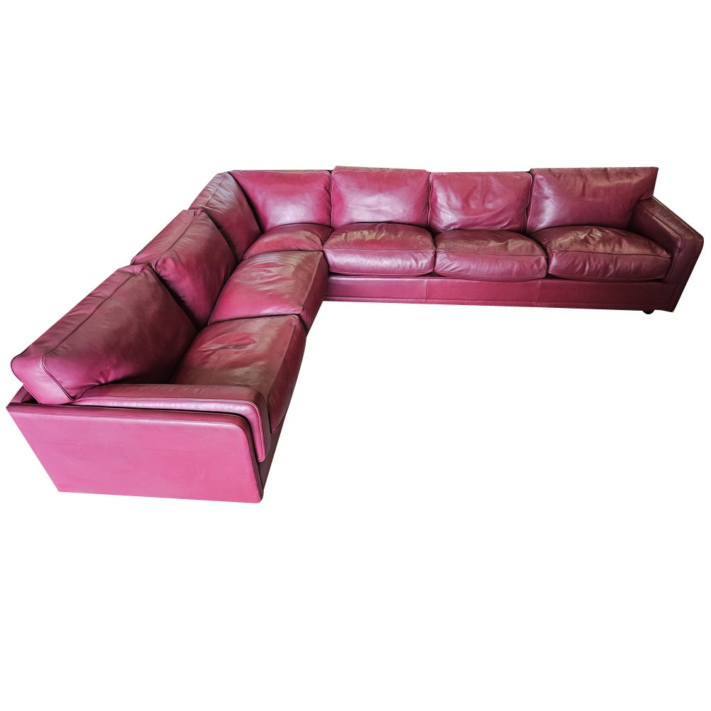 Modular Corner Sofa in Bordeaux Leather from Poltrona Frau