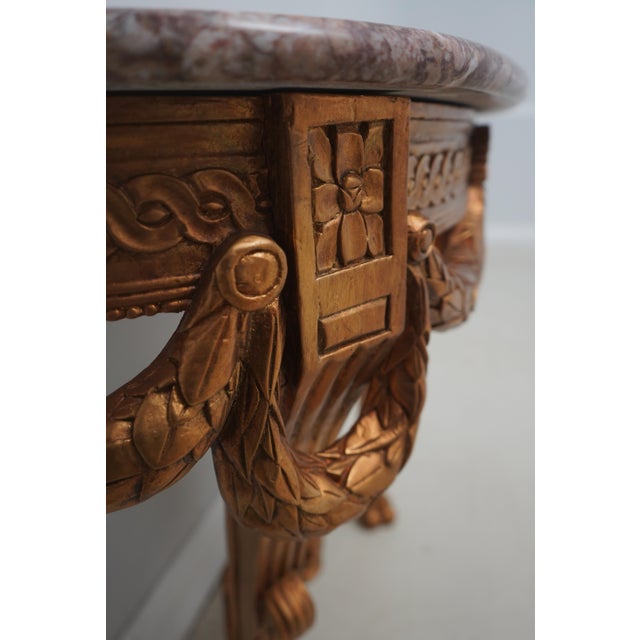 Pair of French Louis XV Style Marble Top Wall Console Tables For Sale - Image 12 of 14