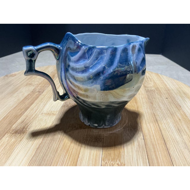 Vintage French Iridescent Cobalt Blue Lustreware Porcelain Creamer Pitcher For Sale In Chicago - Image 6 of 6