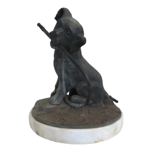 Vintage Bronze Dog Sculpture Water Fountain Hose
