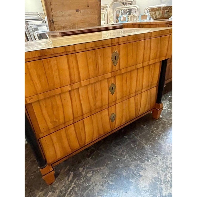 Period German Biedermeier Blond Walnut and Ebony Commode For Sale In Dallas - Image 6 of 8