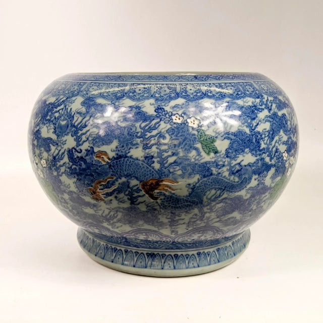 Blue Late 19th Century Large Blue and White Porcelain Hibachi For Sale - Image 8 of 8