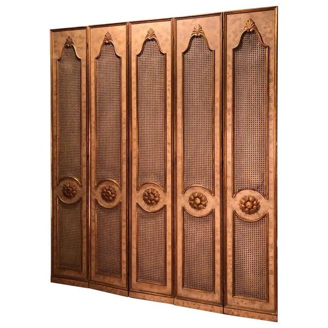 1950s French Five-Paneled Gilt Folding Screen For Sale - Image 13 of 13