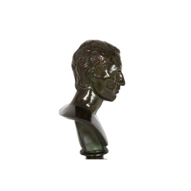 Metal Italian Grand Tour Antique Bronze Sculpture, Bust of Julius Caesar For Sale - Image 7 of 12