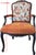Hand-Painted French Provincial Armchair - Navy Blue & Orange Velvet - Whimsical Floral Reupholstered Accent Chair For Sale - Image 13 of 14