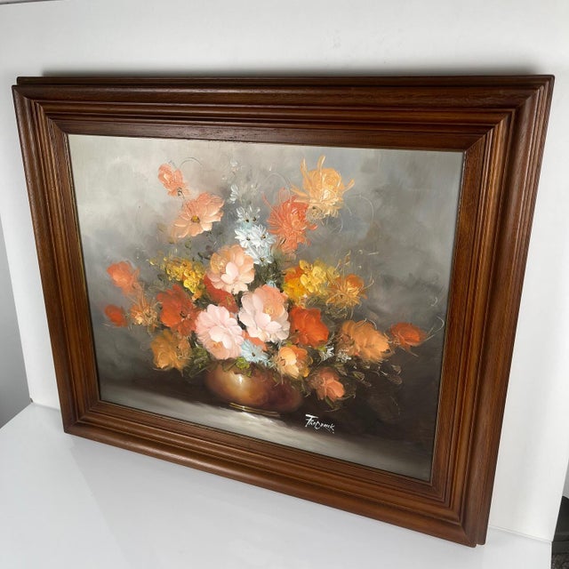 Frederik, Floral Still Life, 1950s, Oil on Canvas, Framed For Sale - Image 4 of 9