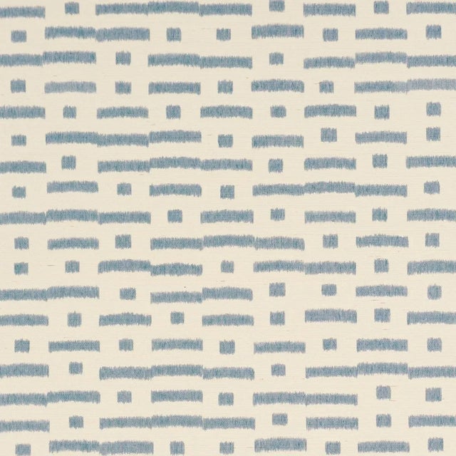 Schumacher Abstract Ikat Sisal Wallpaper In Cadet For Sale