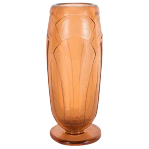 Art Deco Vase in Translucent Cognac with Cubist Geometric Patterns