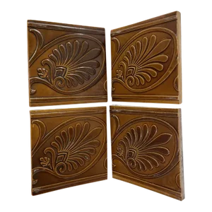 Set of 4 Circa 1880 English Robert Minton Taylor Majolica Tiles
