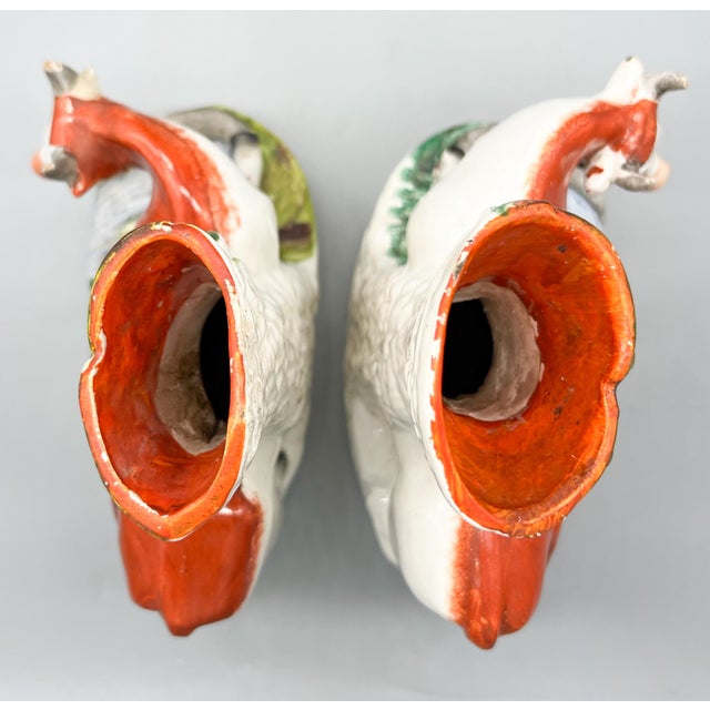 Orange Large 19th Century Staffordshire English Cow and Calf Spill Vases, Pair – English Country / Victorian For Sale - Image 8 of 18