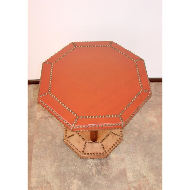 Vintage Coffee Table in Beech Wood and Leather, 1920s For Sale - Image 4 of 8