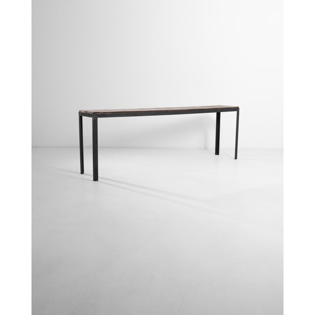 20th Century European Minimalist Table with Wooden Table Top Chairish